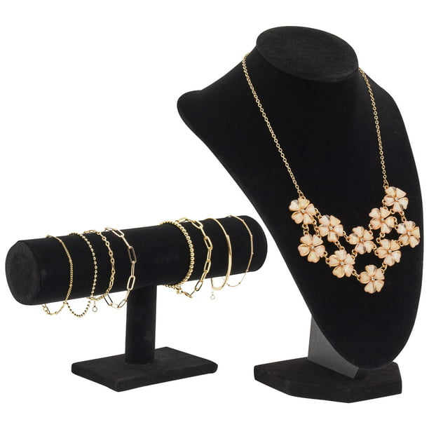 Velvet Jewelry Pendant Necklace Display Stand Mannequin Holder Shelf Showcase 